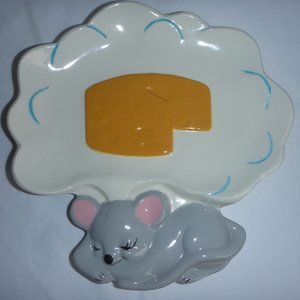 Vintage Mouse Dreaming of Cheese Plate Ceramic